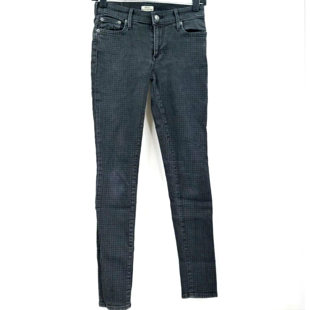 True Religion Halle Super Skinny Jeans Size 26 Stretch Black Checked Denim